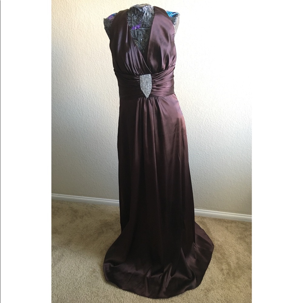 Long Brown Dress with Stud Details